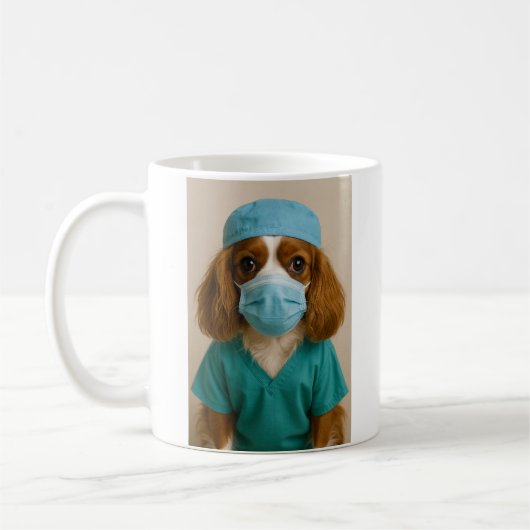 Cavalier King Charles Spaniel in werkkleding Koffiemok (Links)