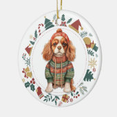 Cavalier King Charles Spaniel in Wintertrui Keramisch Ornament (Links)