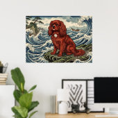 Cavalier King Charles Spaniel Japanse Golfposter Poster (Thuiskantoor)
