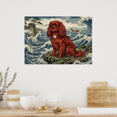 Cavalier King Charles Spaniel Japanse Golfposter Poster (Keuken)