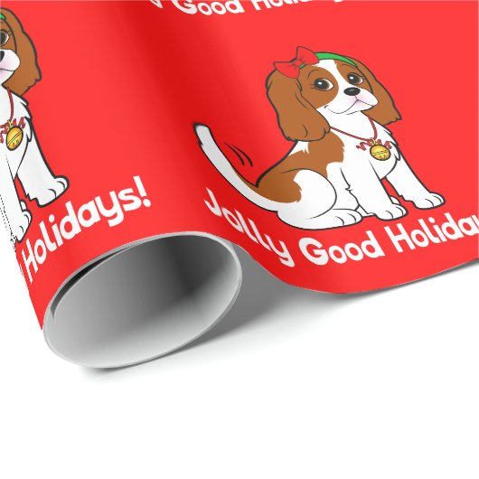 Cavalier King Charles Spaniel Jolly Good Kerstmis Cadeaupapier (Rol Hoek)