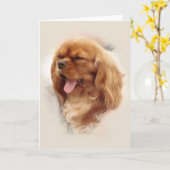 Cavalier King Charles Spaniel Kaart (Gele Bloem)