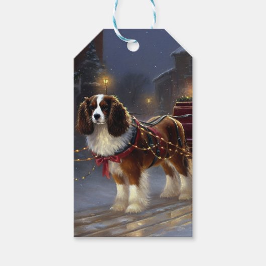 Cavalier King Charles Spaniel Kerst Festiviteit Cadeaulabel (Voorkant)