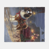 Cavalier King Charles Spaniel Kerst Festiviteit Fleece Deken (Voorkant (Horizontaal))
