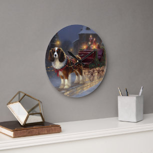 Cavalier King Charles Spaniel Kerst Festiviteit Grote Klok