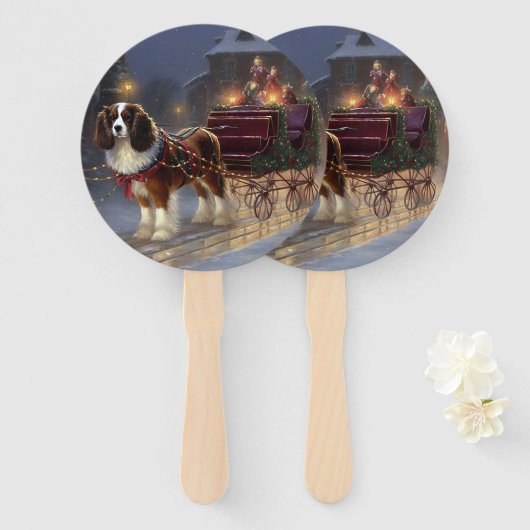 Cavalier King Charles Spaniel Kerst Festiviteit Handwaaier (Voorkant en achterkant)