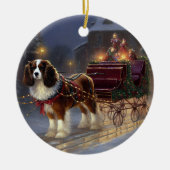 Cavalier King Charles Spaniel Kerst Festiviteit Keramisch Ornament (Voorkant)