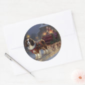 Cavalier King Charles Spaniel Kerst Festiviteit Ronde Sticker (Envelop)