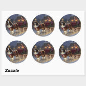 Cavalier King Charles Spaniel Kerst Festiviteit Ronde Sticker (Vel)