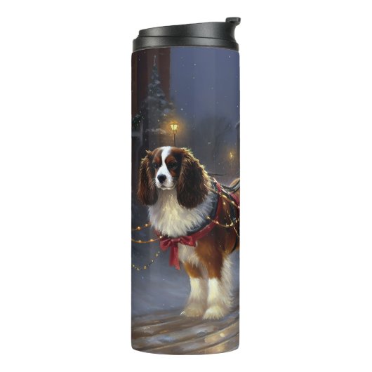Cavalier King Charles Spaniel Kerst Festiviteit Thermosbeker (Gedraaid links)