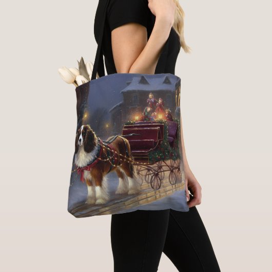 Cavalier King Charles Spaniel Kerst Festiviteit Tote Bag (Dichtbij)