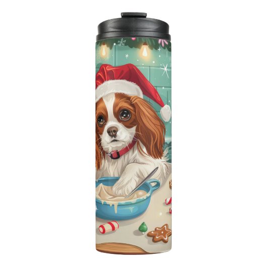 Cavalier King Charles Spaniel Kerstbakkerij Thermosbeker (Voorkant)