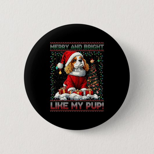 Cavalier King Charles Spaniel Kerstboom Decoratie Ronde Button 5,7 Cm (Voorkant)