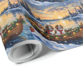 Cavalier King Charles Spaniel Kerstboot Cadeaupapier (Rol Hoek)