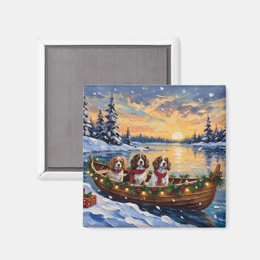 Cavalier King Charles Spaniel Kerstboot Magneet (Voorkant / Achterkant)