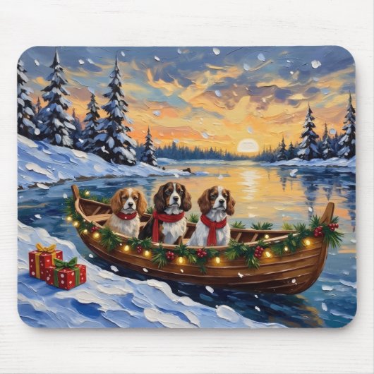 Cavalier King Charles Spaniel Kerstboot Muismat (Voorkant)