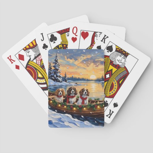 Cavalier King Charles Spaniel Kerstboot Pokerkaarten (Achterkant)