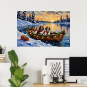 Cavalier King Charles Spaniel Kerstboot Poster (Thuiskantoor)
