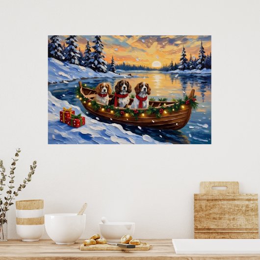 Cavalier King Charles Spaniel Kerstboot Poster (Keuken)