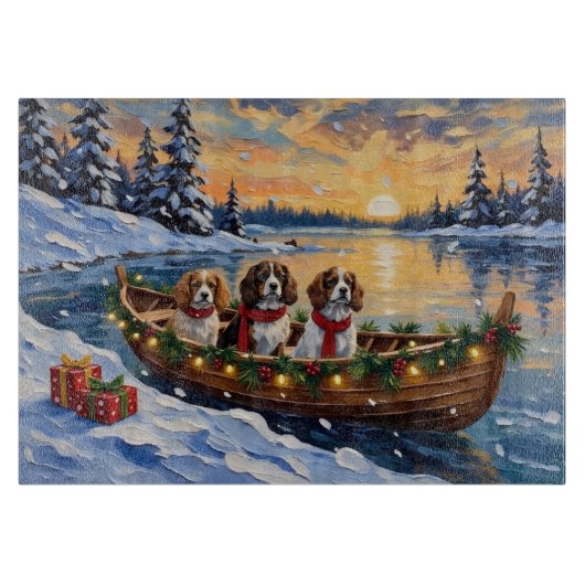 Cavalier King Charles Spaniel Kerstboot Snijplank (Voorkant)