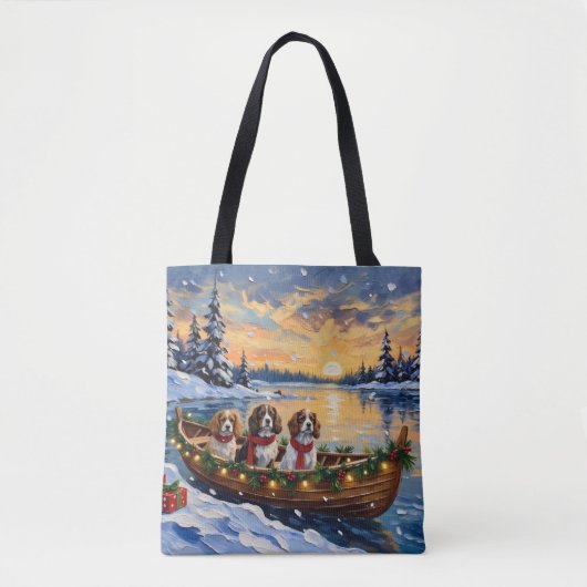 Cavalier King Charles Spaniel Kerstboot Tote Bag (Voorkant)