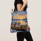 Cavalier King Charles Spaniel Kerstboot Tote Bag (Dichtbij)