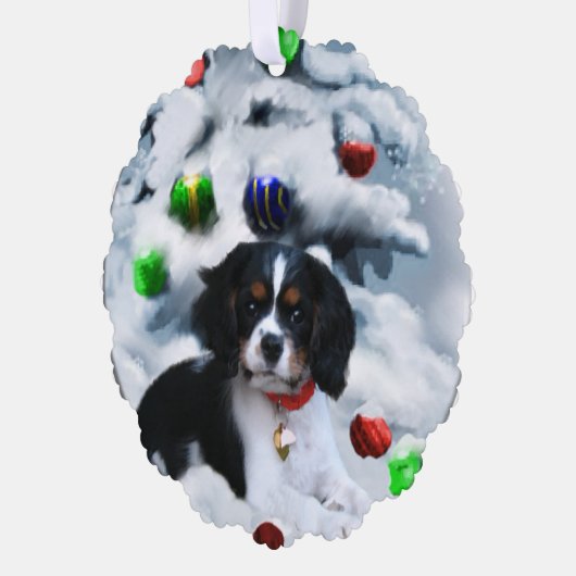 Cavalier King Charles Spaniel kerstcadeaus Ornament Kaart (Links)