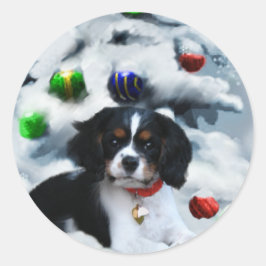 Cavalier King Charles Spaniel kerstcadeaus Ronde Sticker