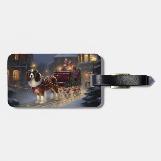 Cavalier King Charles Spaniel Kerstfeest Bagagelabel (Achterkant horizontaal)