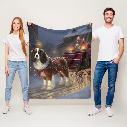 Cavalier King Charles Spaniel Kerstfeest Fleece Deken (In situ)