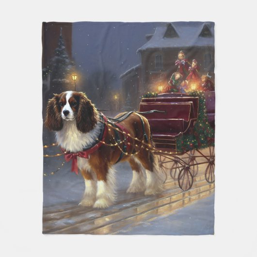 Cavalier King Charles Spaniel Kerstfeest Fleece Deken (Voorkant)