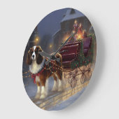 Cavalier King Charles Spaniel Kerstfeest Grote Klok (Hoek)