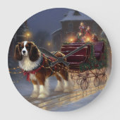 Cavalier King Charles Spaniel Kerstfeest Grote Klok (Voorkant)