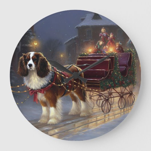Cavalier King Charles Spaniel Kerstfeest Grote Klok (Voorkant)