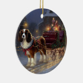 Cavalier King Charles Spaniel Kerstfeest Keramisch Ornament (Rechts)