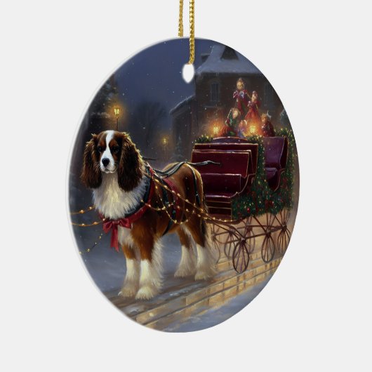 Cavalier King Charles Spaniel Kerstfeest Keramisch Ornament (Rechts)