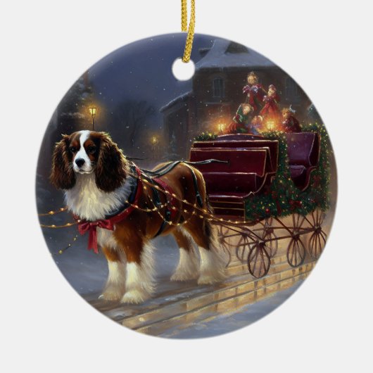 Cavalier King Charles Spaniel Kerstfeest Keramisch Ornament (Voorkant)
