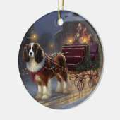 Cavalier King Charles Spaniel Kerstfeest Keramisch Ornament (Links)