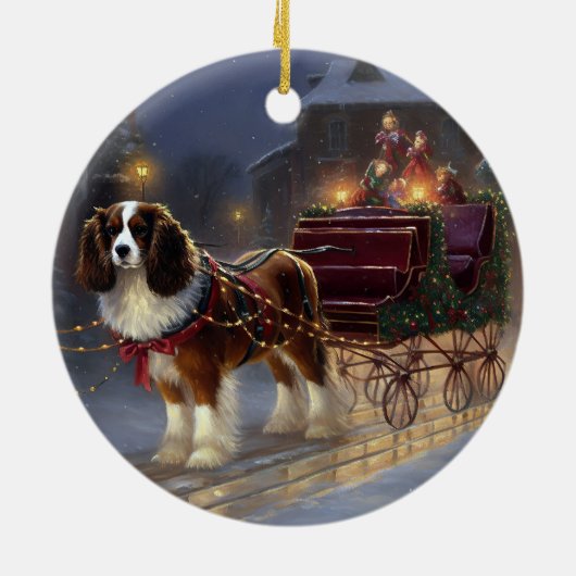 Cavalier King Charles Spaniel Kerstfeest Keramisch Ornament (Achterkant)