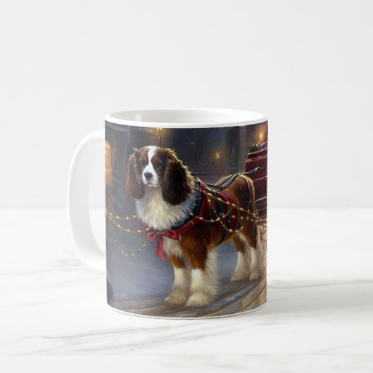 Cavalier King Charles Spaniel Kerstfeest Koffiemok (Voorkant links)
