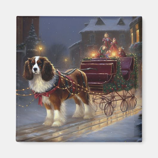 Cavalier King Charles Spaniel Kerstfeest Magneet (Voorkant)