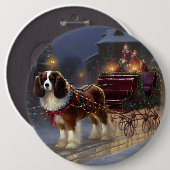 Cavalier King Charles Spaniel Kerstfeest Ronde Button 6,0 Cm (Voorkant /achterkant)