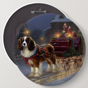Cavalier King Charles Spaniel Kerstfeest Ronde Button 6,0 Cm