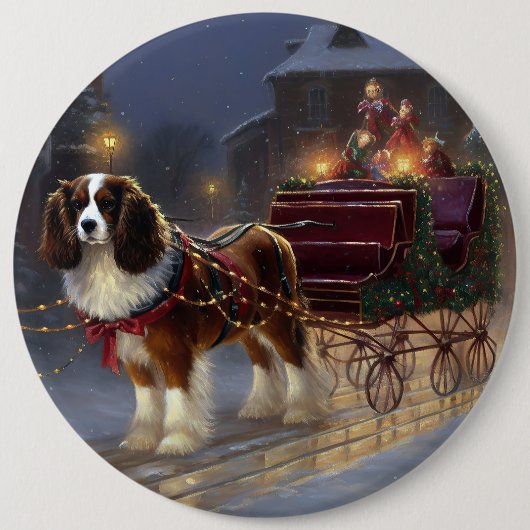 Cavalier King Charles Spaniel Kerstfeest Ronde Button 6,0 Cm (Voorkant)