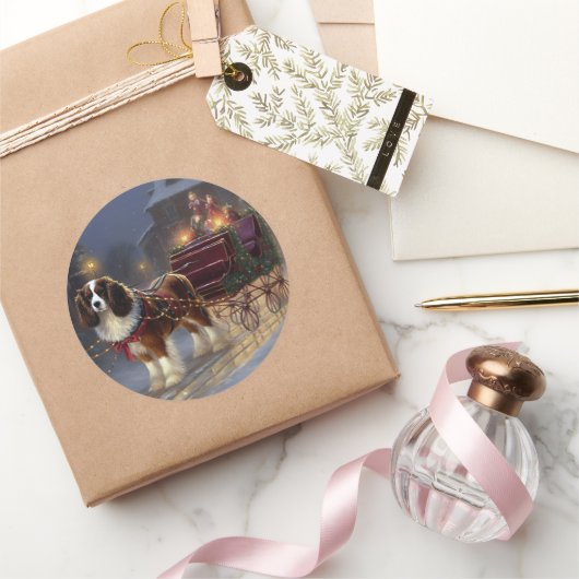 Cavalier King Charles Spaniel Kerstfeest Ronde Sticker (Geschenken)