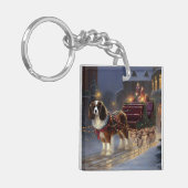 Cavalier King Charles Spaniel Kerstfeest Sleutelhanger (Voorkant Links)