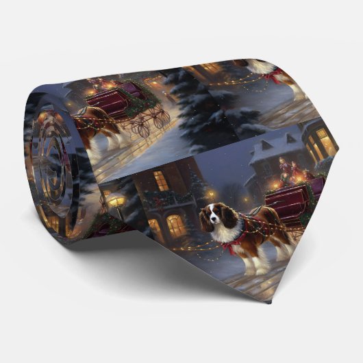 Cavalier King Charles Spaniel Kerstfeest Stropdas (Opgerold)