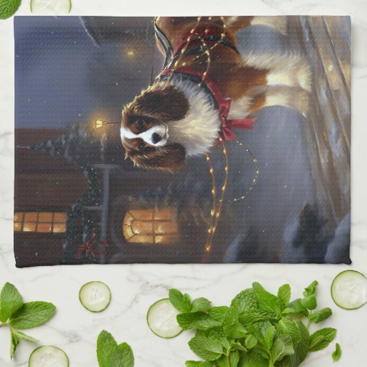 Cavalier King Charles Spaniel Kerstfeest Theedoek (Gevouwen)