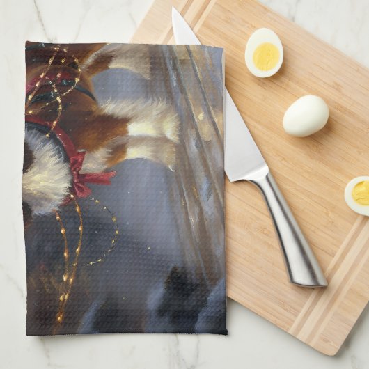 Cavalier King Charles Spaniel Kerstfeest Theedoek (Quarter Fold)