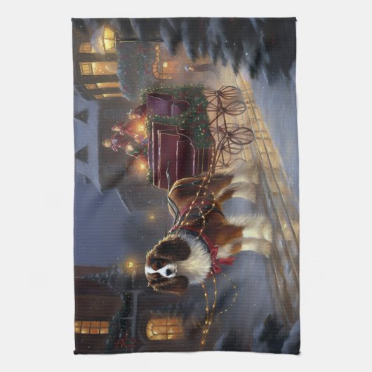 Cavalier King Charles Spaniel Kerstfeest Theedoek (Verticaal)
